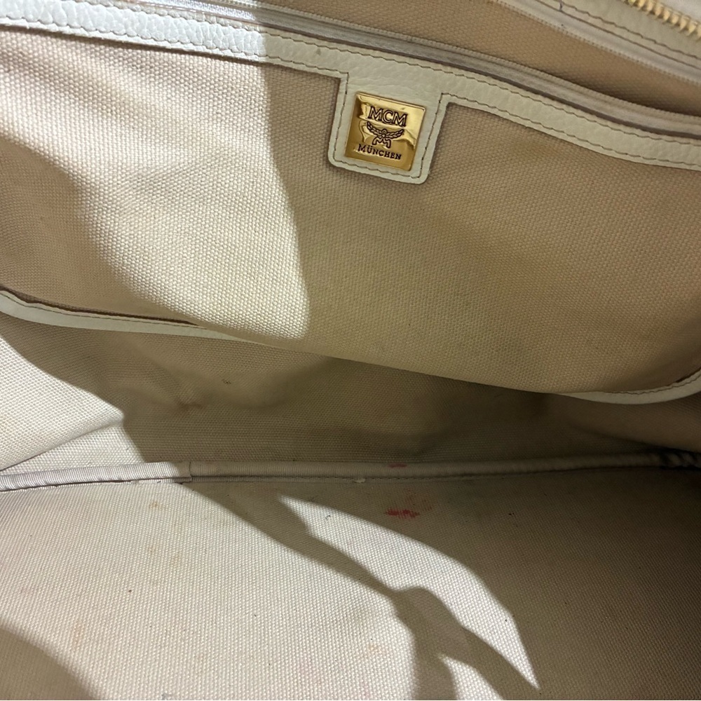 MCM White and Green Geometric Tote - Picture 10 of 10